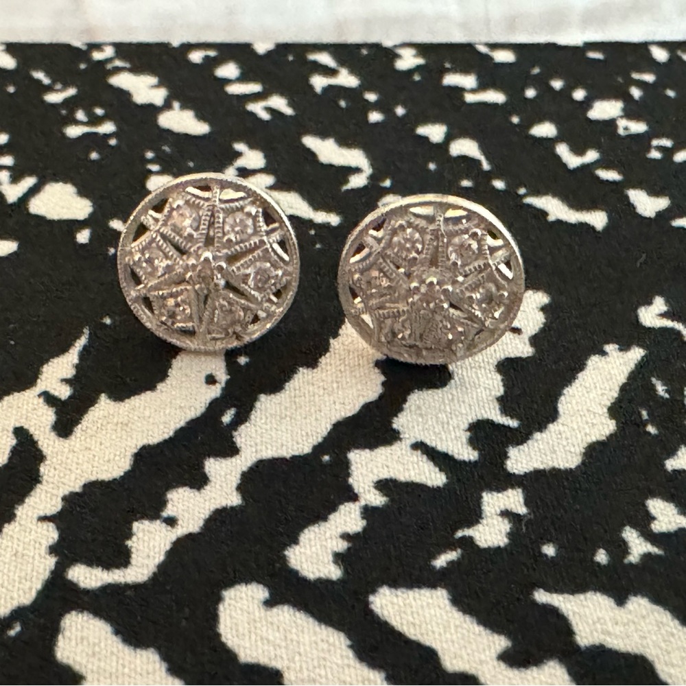 Tacori QVC CZ Diamonique Retired Sterling Silver Signed Earrings Studs Snowflake